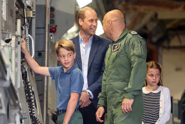 Prince William with Prince George and Princess Charlotte at the Air Tattoo at RAF Fairford