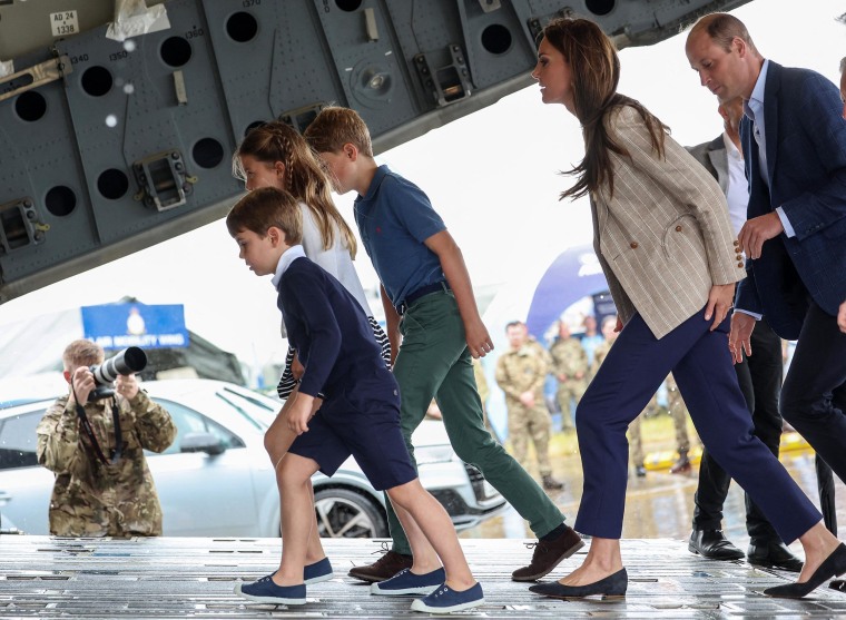 Prince William and Catherine, Princess of Wales, with their children at the Air Tattoo at RAF Fairford