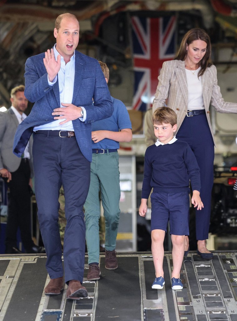 Prince Louis with father Prince William and mother Catherine, Princess of Wales, at Royal International Air Tattoo at RAF Fairford