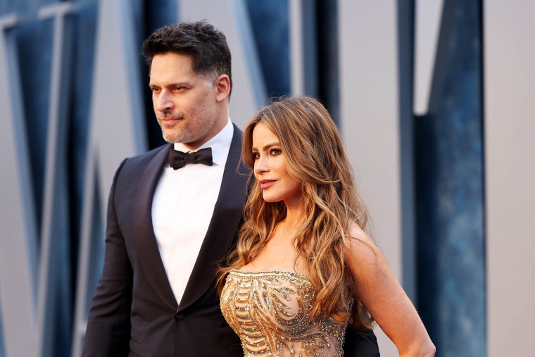 Joe Manganiello and Sofía Vergara attend the 2023 Vanity Fair Oscar Party Hosted By Radhika Jones at Wallis Annenberg Center for the Performing Arts on March 12, 2023 in Beverly Hills, California. 