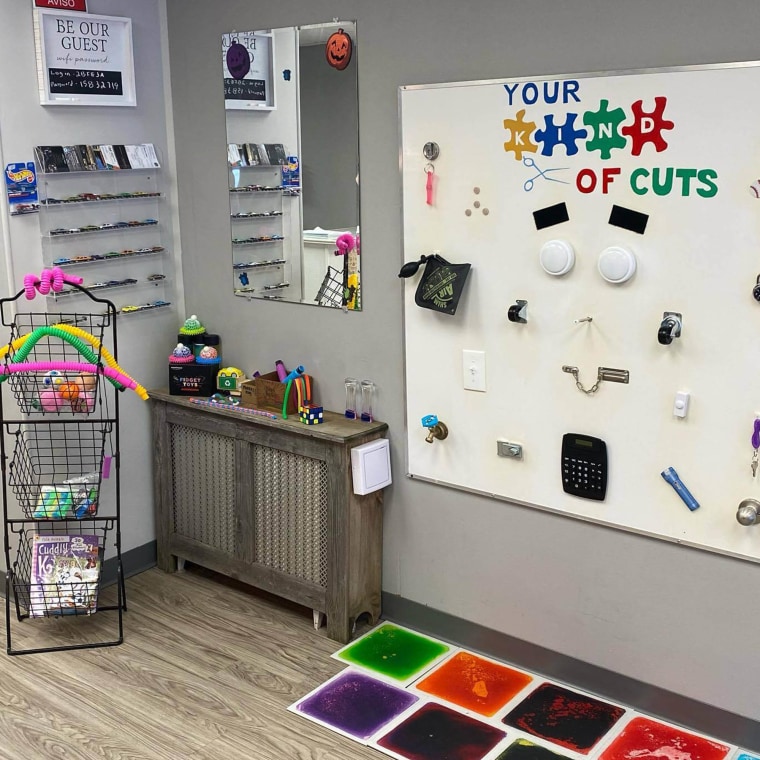 A sensory station for clients at Your Kind Of Cuts, where barber Billy Dinnerstein provides hair cuts to children and adults with disabilities.