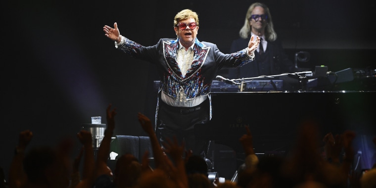 Elton John performs at the final leg of his 'Farewell Yellow Brick Road' tour in Stockholm, Saturday, July 8, 2023.