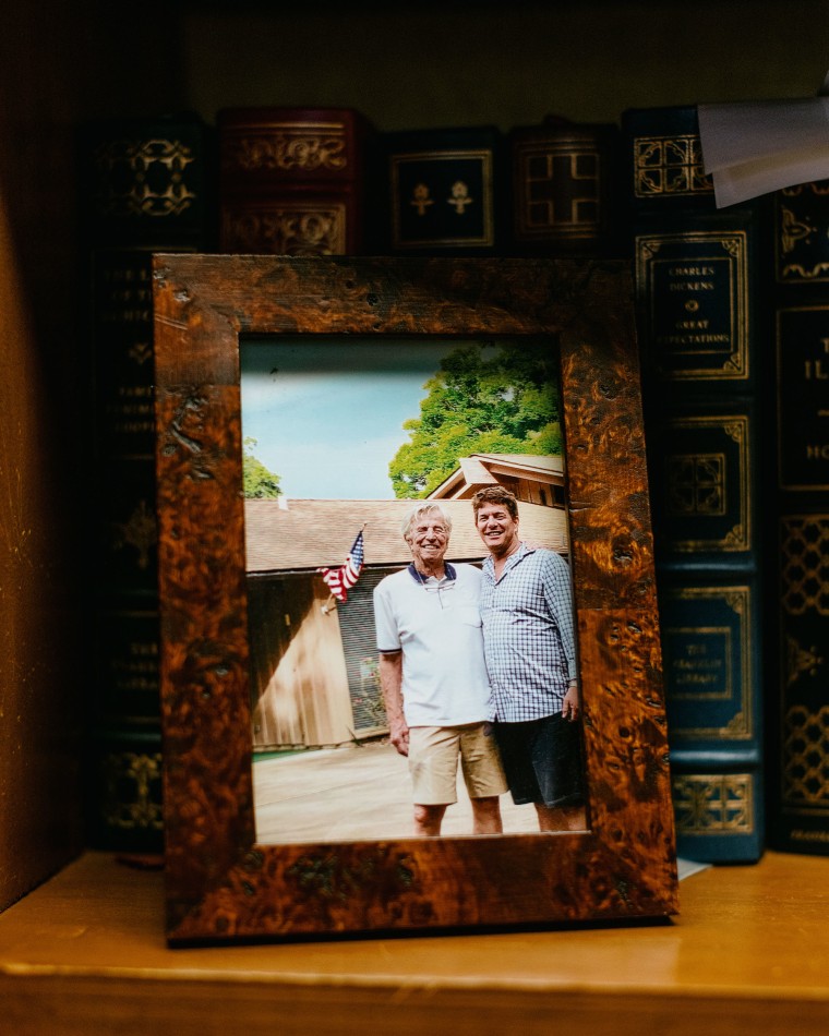 A photograph of Fred Vollman and his late son at the home of Mr. Vollman in Bunkie, La.
