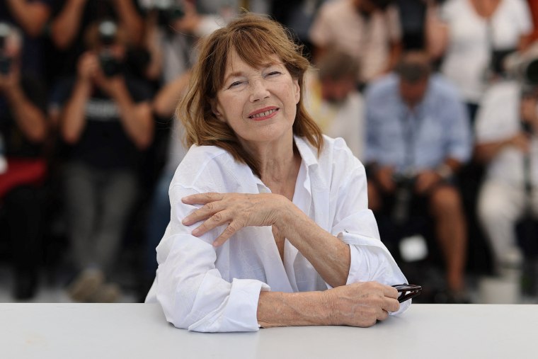 British singer and actress Jane Birkin poses during a photocall for the film "Jane par Charlotte" (Jane By Charlotte) at the 74th edition of the Cannes Film Festival in Cannes, southern France, on July 8, 2021.
