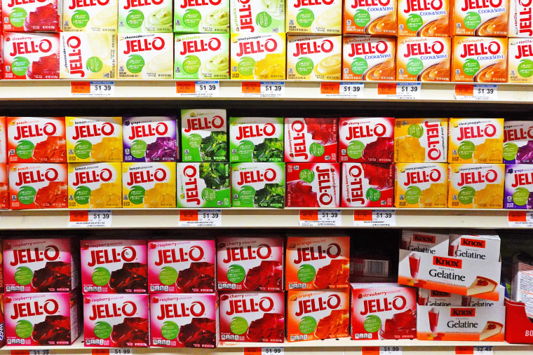  Boxes of Jell-O are seen on display.
