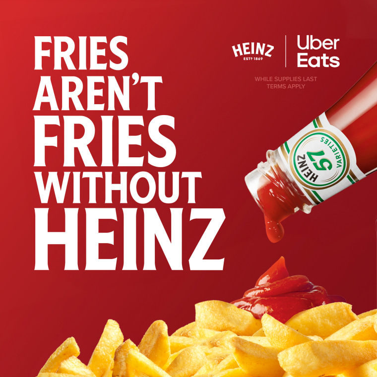 Heinz s'associe à UberEats pour offrir 5,70 $ de réduction sur les commandes comprenant des frites.