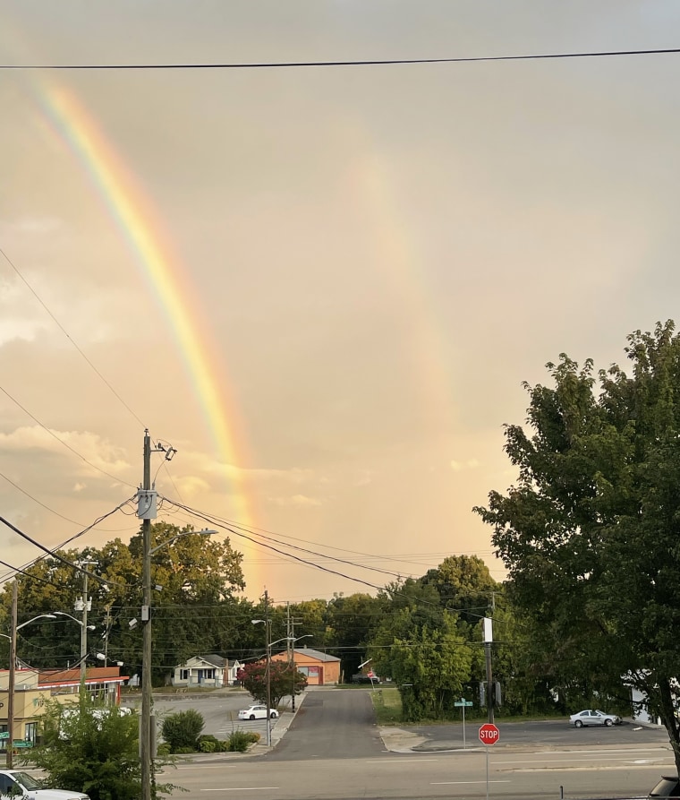 The double rainbow Meghan Huston and her husband saw before finding out they were expecting twins.