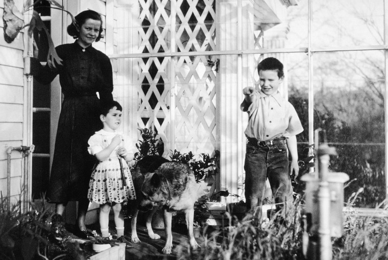 J. Robert Oppenheimer's wife, Katherine, daughter Kit and son Peter.