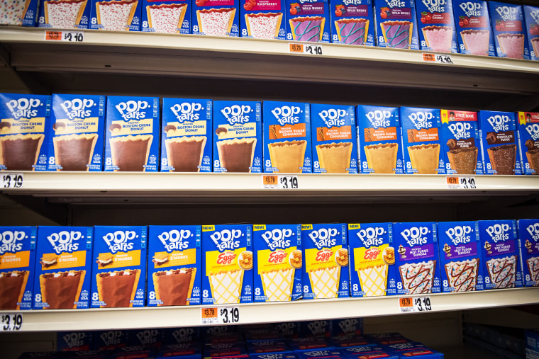 Pop-Tarts on supermarket shelves.