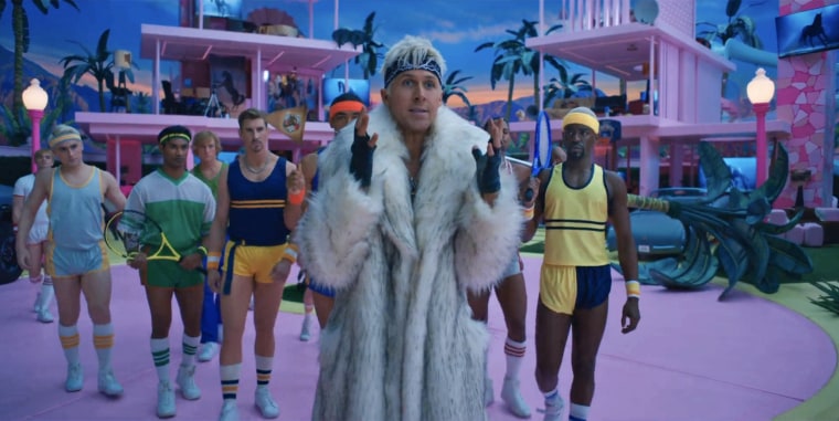 Gosling as the fur coat-wearing, singing boy toy in "Barbie."
