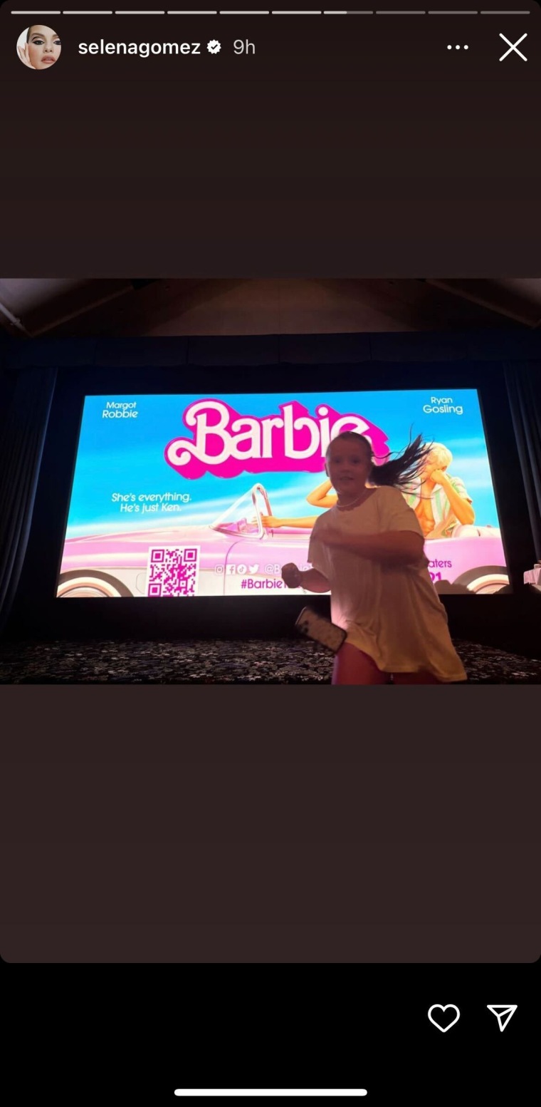 Selena Gomez enjoyed a screening of "Barbie" with friends and her younger half-sister, Gracie.
