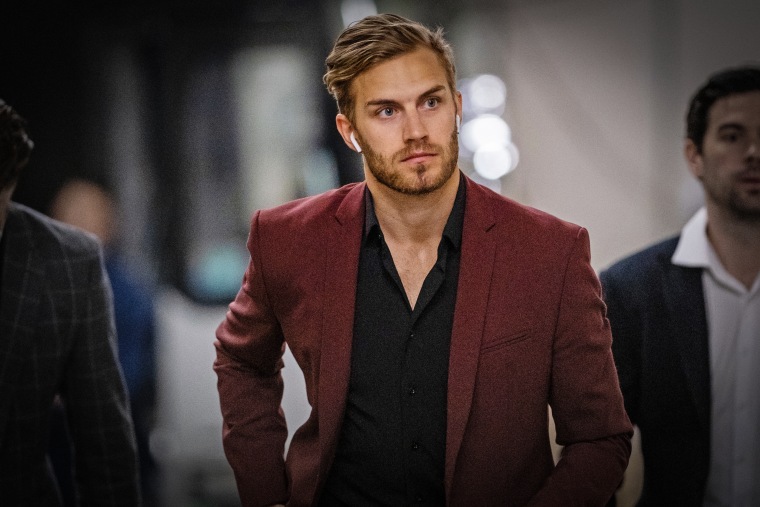 Alex Wennberg of the Seattle Kraken arrives before a game at Madison Square Garden in New York on Feb. 10, 2023.