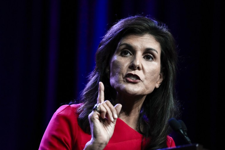 Republican presidential candidate Nikki Haley in Des Moines, Iowa, on July 28, 2023.