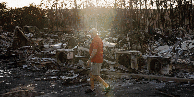 Scenes from the aftermath of the wildfire in Lahaina, Maui, Hawaii.
