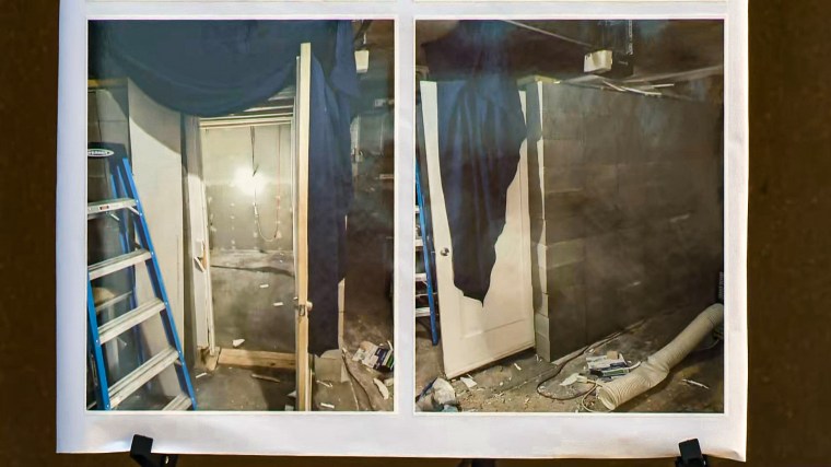 A makeshift cell made of cinderblocks in the garage of the suspect, 29-year-old Negasi Zuberi.