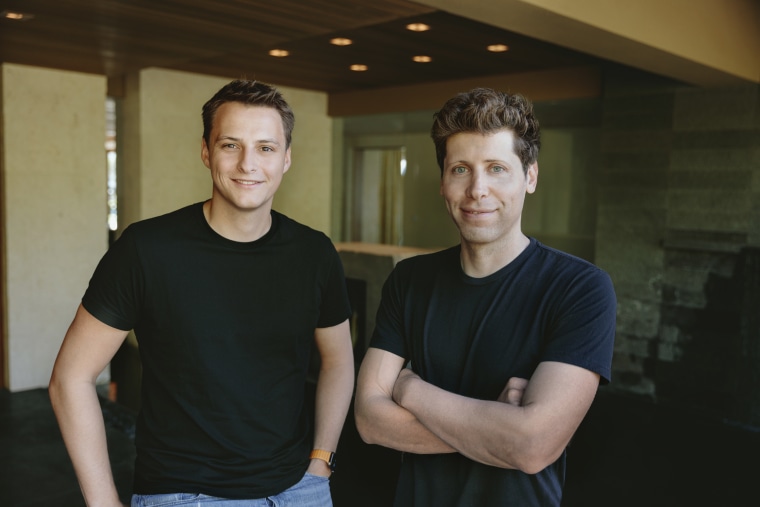 Worldcoin Project Co-founders Alex Blania, left, and Sam Altman.