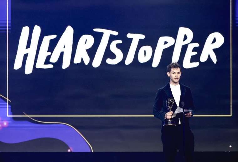 Patrick Walters accepts the Outstanding Young Teen Series award for "Heartstopper" during the 2022 Children's & Family Emmys in Los Angeles on Dec. 11, 2022.