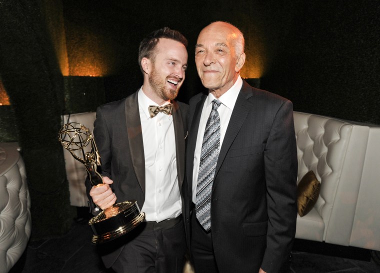 "Breaking Bad" Actors Aaron Paul and Mark Margolis at the AMC Emmy After Party, in Los Angeles on Sept. 23, 2012. 