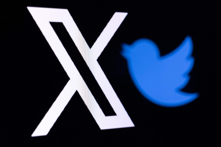 The new Twitter logo rebranded as X and the old Twitter bird logo reflected in smartphone screens.