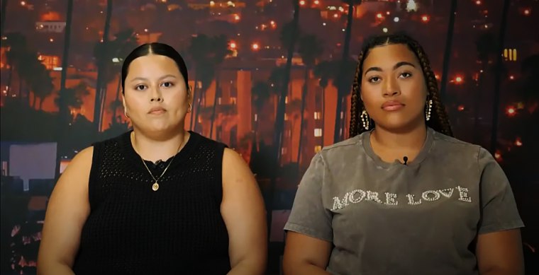 Noelle Rodriguez, left, and Crystal Williams, former dancers for Lizzo, speak to Sky News.