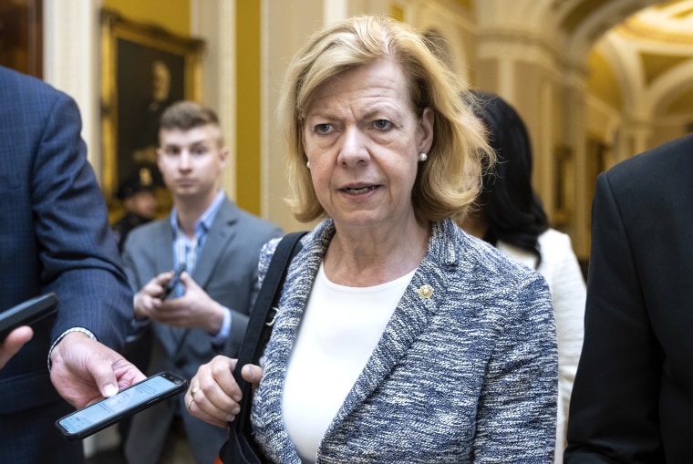 Image: Sen. Tammy Baldwin, D-Wis., at the Capitol in May.