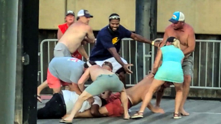 Witnesses say a large brawl that broke out on an Alabama riverfront Saturday was fueled by alcohol and adrenaline.