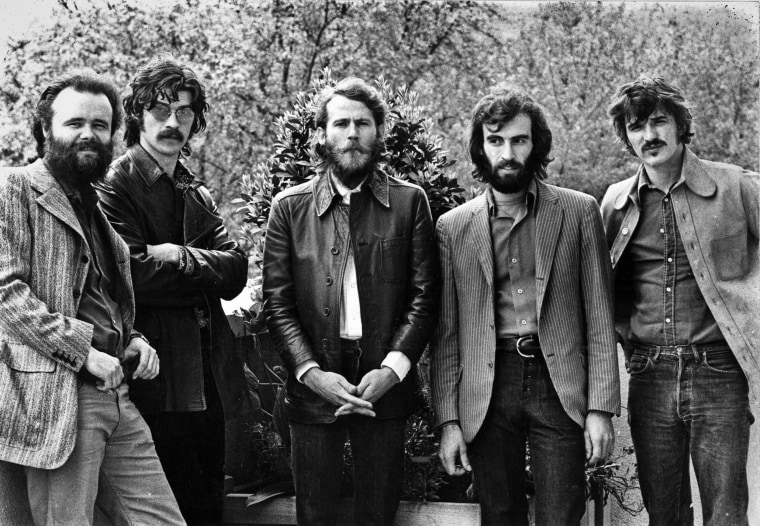 From left, Garth Hudson, Robbie Robertson, Levon Helm, Richard Manuel and Rick Danko of The Band in 1971.