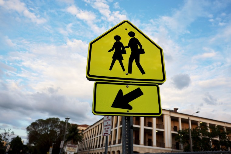 School crossing sign. 