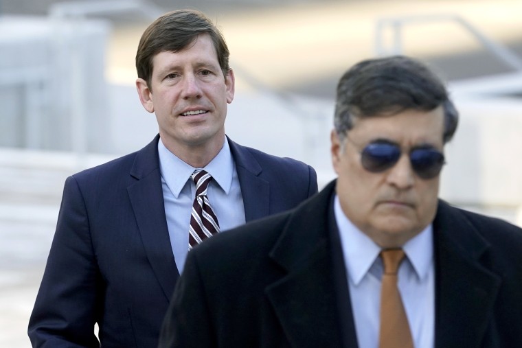 FILE - Former Republican state Sen. Brian Kelsey, left, arrives at federal court, Nov. 22, 2022, in Nashville, Tenn. On Friday, Aug. 11, 2023, Kelsey was sentenced to 21 months in prison after he pleaded guilty to federal campaign finance charges, then unsuccessfully tried to take back his guilty plea.