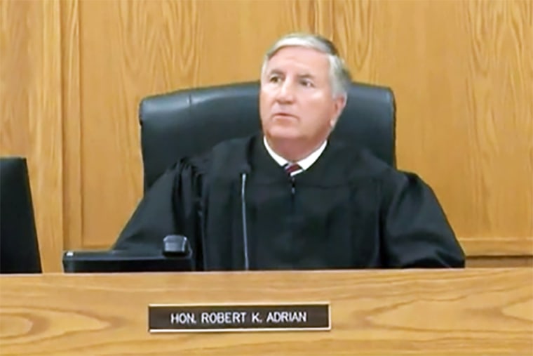 Hon. Robert K. Adrian in court in Adams County, Ill., on May 31, 2023.
