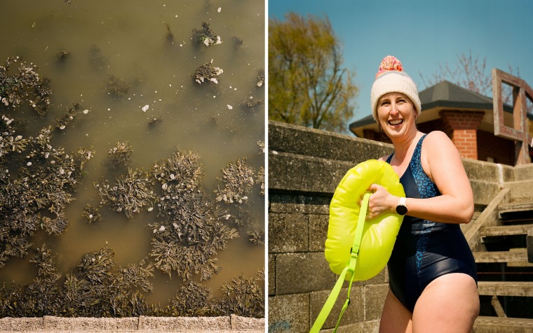 Martlesham Creek runs past a sewage plant, where the water is too polluted by E. coli to swim, in Woodbridge, Suffolk, on April 19, 2023.