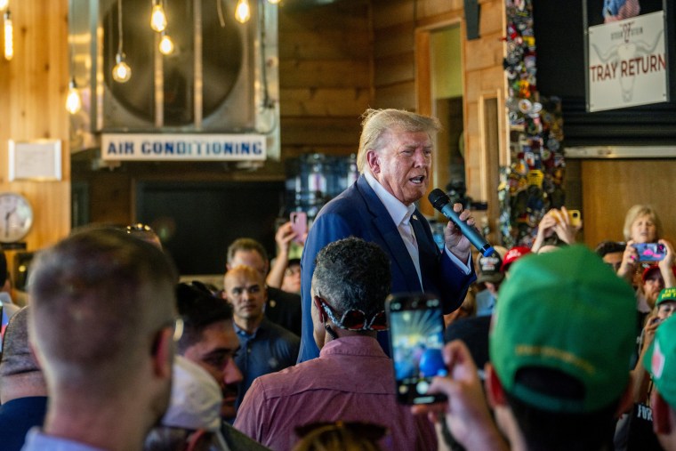 Donald Trump during a rally at the Iowa State Fair in Des Moines, Iowa