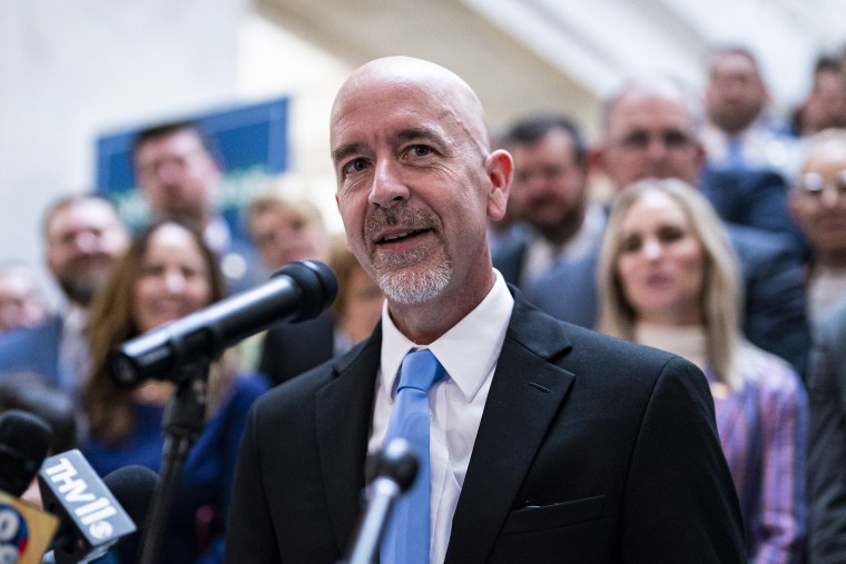 Jacob Oliva, Arkansas education secretary at the unveiling of the Arkansas LEARNS education bill at the State Capitol in Little Rock on Feb. 8, 2023.