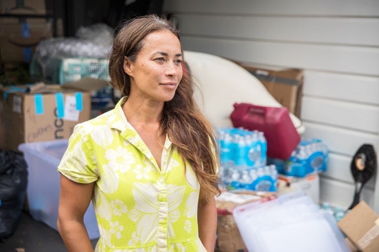 [15 August 2023 - Maui, HI] Tiare Lawrence's home has become a supply hub for residents displaced by the Lahaina fires.