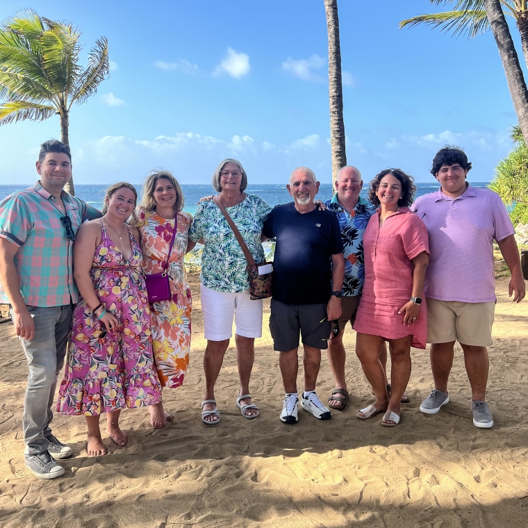 Joshua Wang, third from right, and his family on their vacation in Maui before the fires.