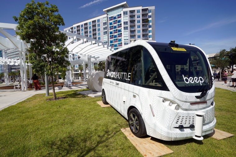 The new self driving SWAN (Shuttling with Autonomous Navigation) shuttle bus.
