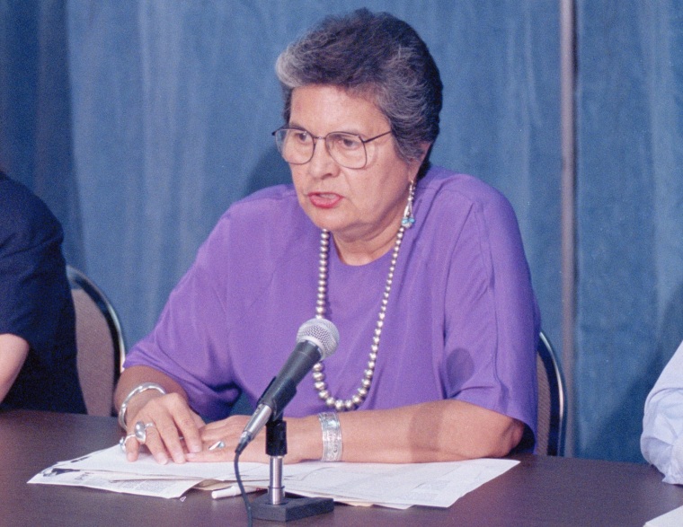 Ada Deer, assistant Interior Secretary for Indian Affairs, meets reporters in September 1995, in Washington.