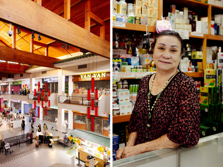 Kieu Hue Ly stands inside her general goods store MY-A at the Asian Garden Mall