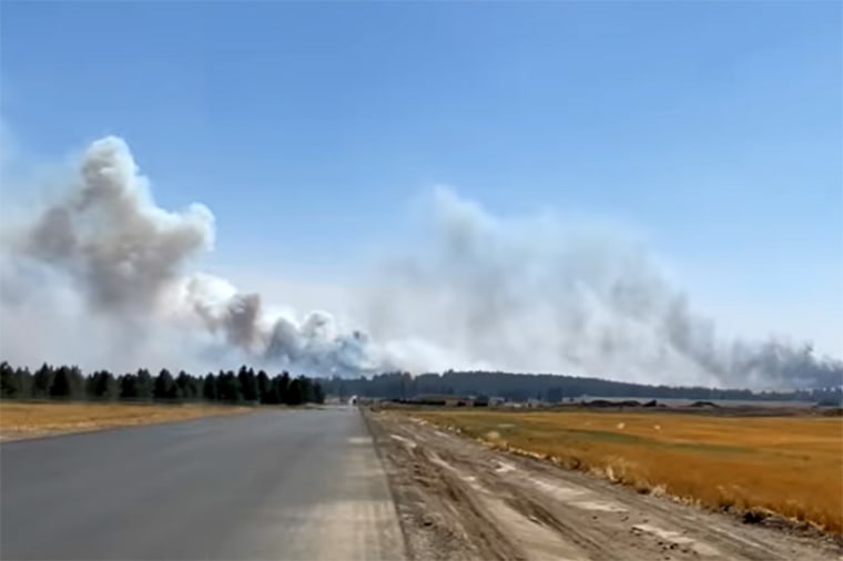 A view of the Gray Fire in Medical Lake, Washington, on Aug. 18, 2023.