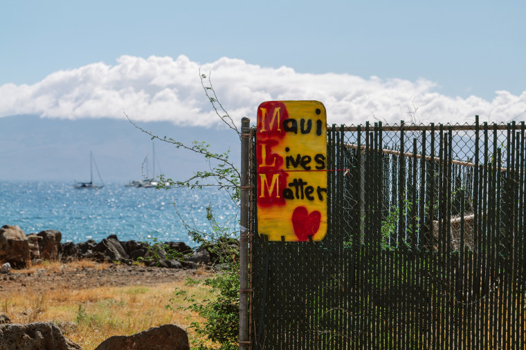 A "Maui Lives Matter" sign in Lahaina, Maui, Hawaii on Aug. 18, 2023.