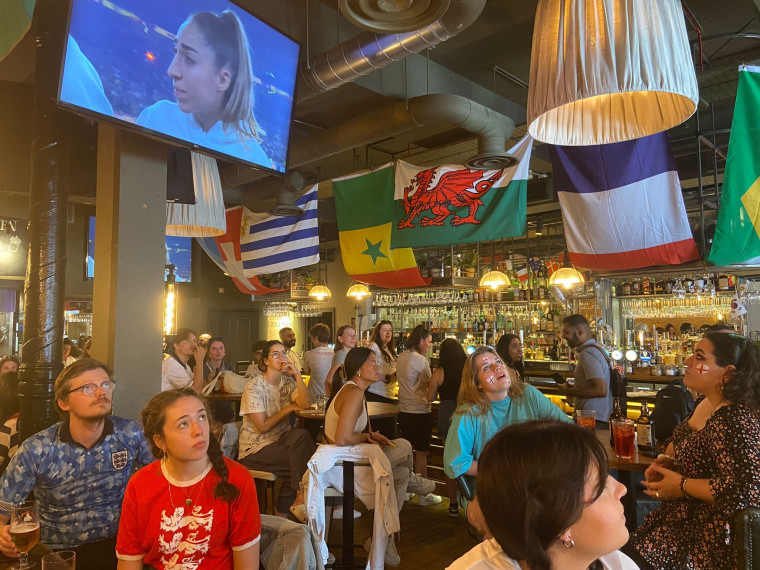 England fans watch the game at Bar Kick in east London.
