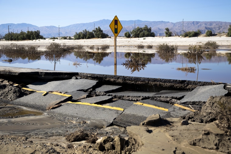 A damaged exit ramp for Bob Hope Drive off of Highway I-10 from Hurricane Hillary remains closed in Thousand Palms, CA., on Tuesday, August 22, 2023.