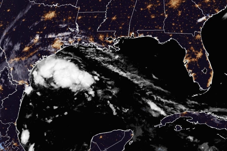 Tropical storm Harold approaches Texas as it passes through the Gulf of Mexico early Tuesday.