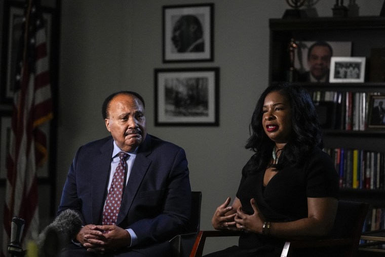 Image: Martin Luther King III, left, and Arndrea Waters King sit for an interview with the Associated Press on Aug. 16, 2023, in Atlanta.