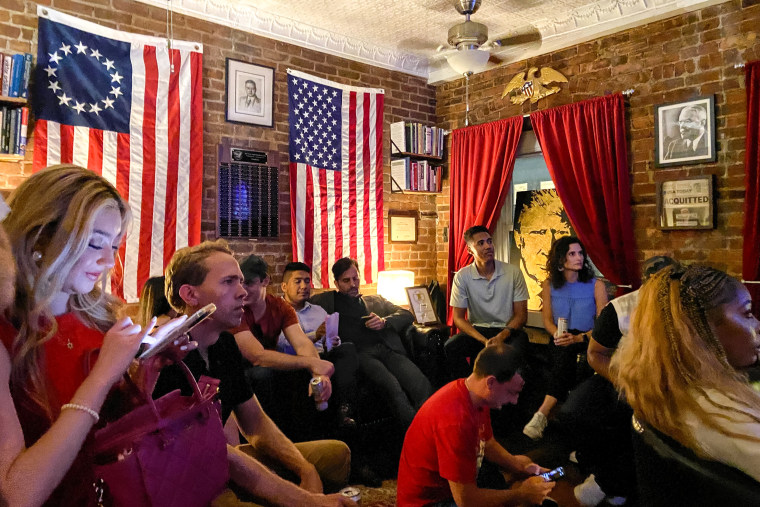 The New York Young Republicans watch party in Manhattan on Aug. 23, 2023.