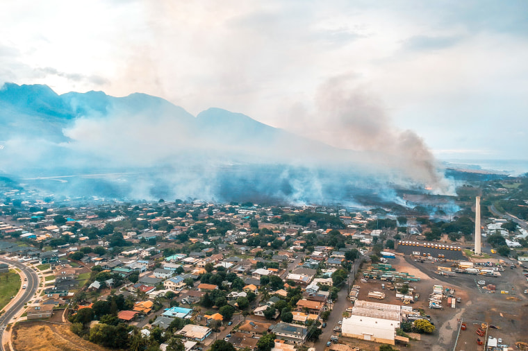 Lahaina fires during Hurricane Lane in 2018.