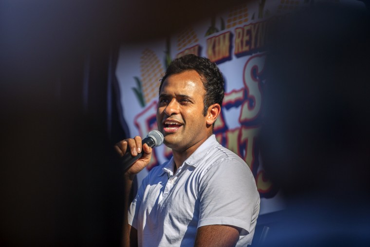 Vivek Ramaswamy at the Iowa State Fair in Des Moines, Iowa