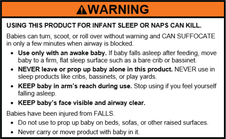 CPSC staff recommend this new warning label for nursing pillows.