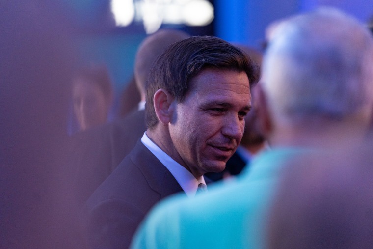 Ron DeSantis with supporters in Atlanta on Aug. 18, 2023.