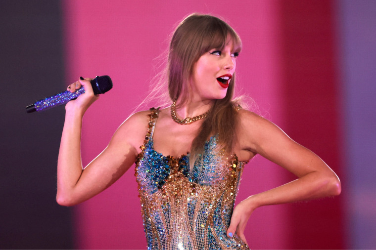 Taylor Swift performs at Sofi stadium in Inglewood, Calif., on Aug. 7, 2023.
